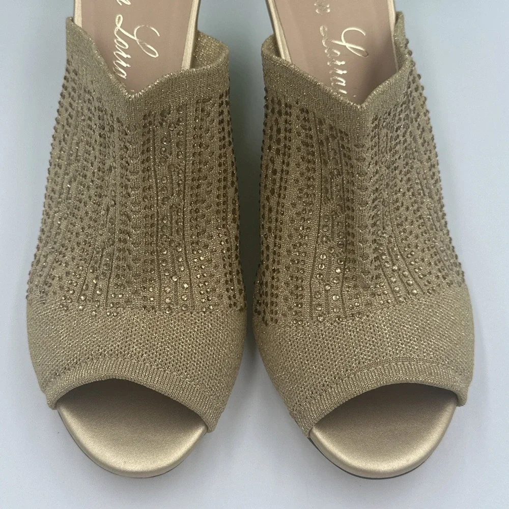 Lauren‎ Lorraine Martha Women's Wedge Sandal Gold Glitter Rhinestones Size 11